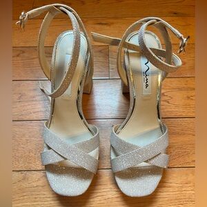 Nordstrom Prom Glitter Strap Heels in Cream